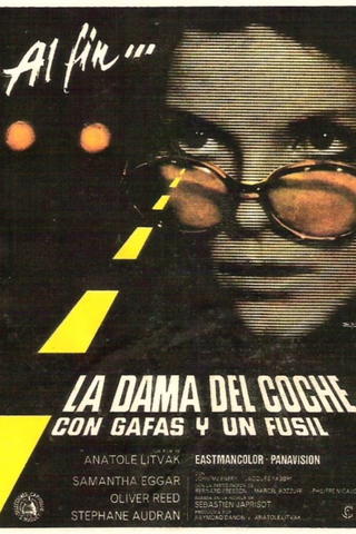 La dama del coche con gafas y un fusil