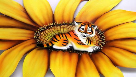 Tiger on the Sunflower